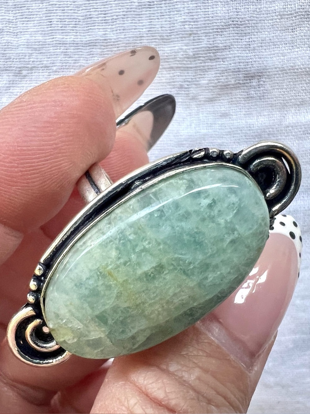 925 AQUAMARINE! Prophet Stone Ring 10.5 - Picture 5 of 7